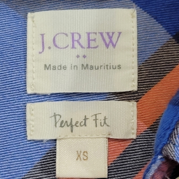 J. Crew Factory Perfect fit blue/orange/tan/white button down shirt size XS - Picture 4 of 7